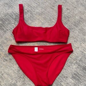 Aerie Women’s Red Scoop Bikini Set M